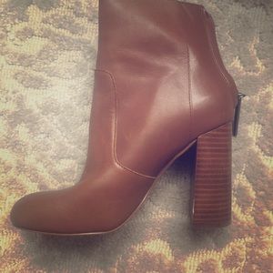 Tan Heeled Booties- French Connection